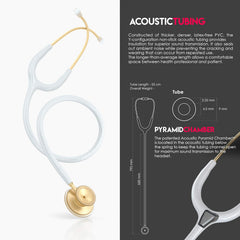 MDF® Estetoscopio Acústico® - Blanco/Oro