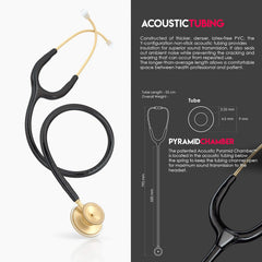 MDF® Estetoscopio Acústico® - Negro/Oro