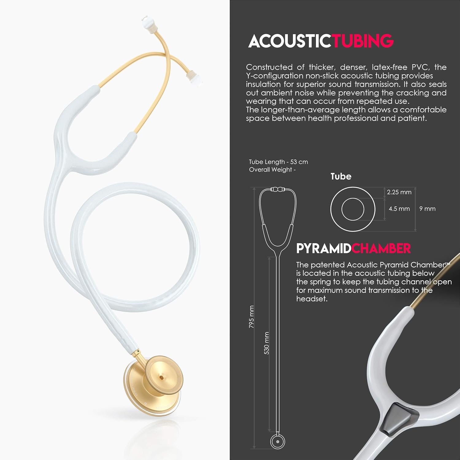 MDF® Estetoscopio Acústico® - Blanco/Oro