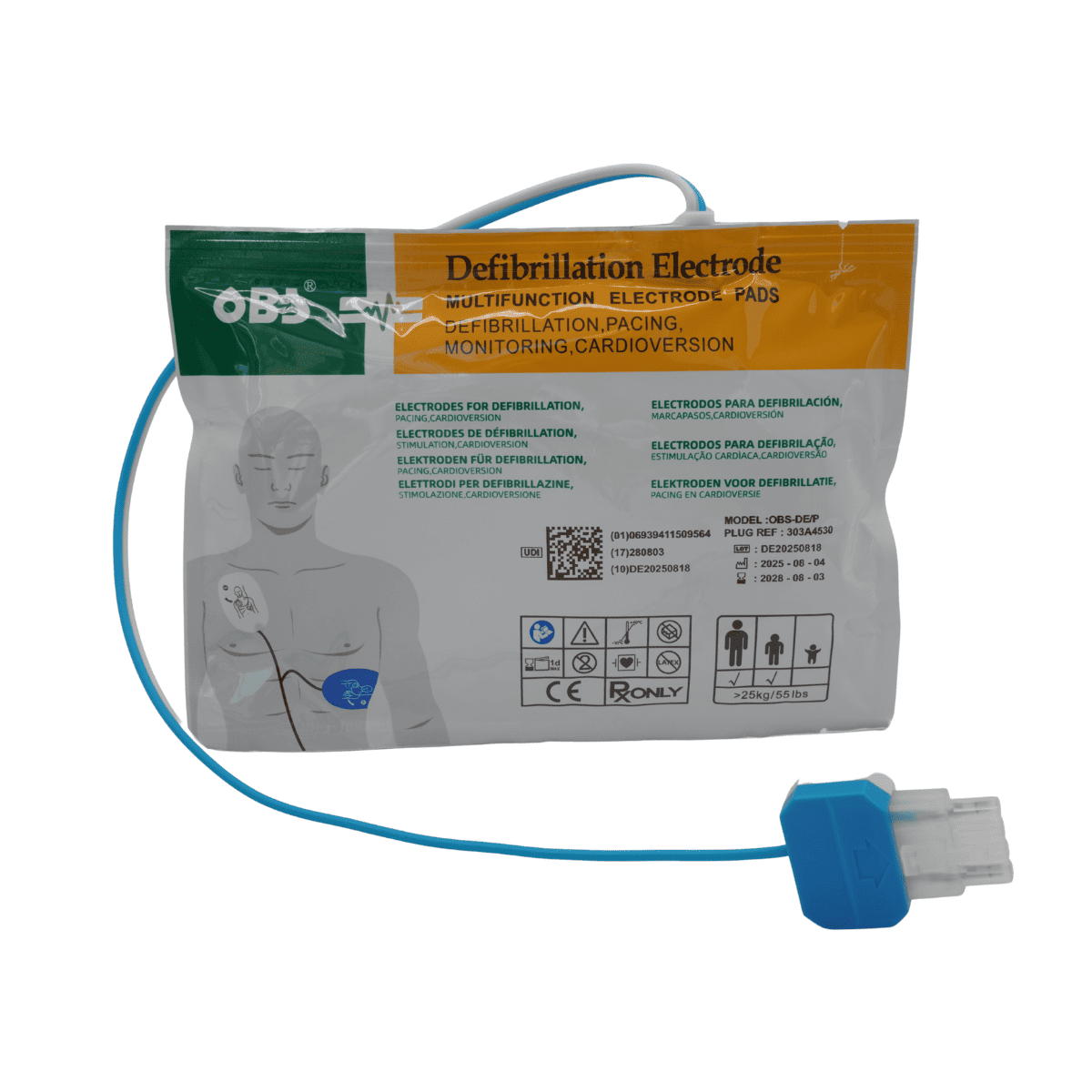 ELECTRODO DE DESFIBRILACION ADULTO OBS REF 303A4530P NIHON KOHDEN ,WELCH ALLYN,ARTEMA INNOMED,ARTEMA S&W,DRAGER,INSTRAMED