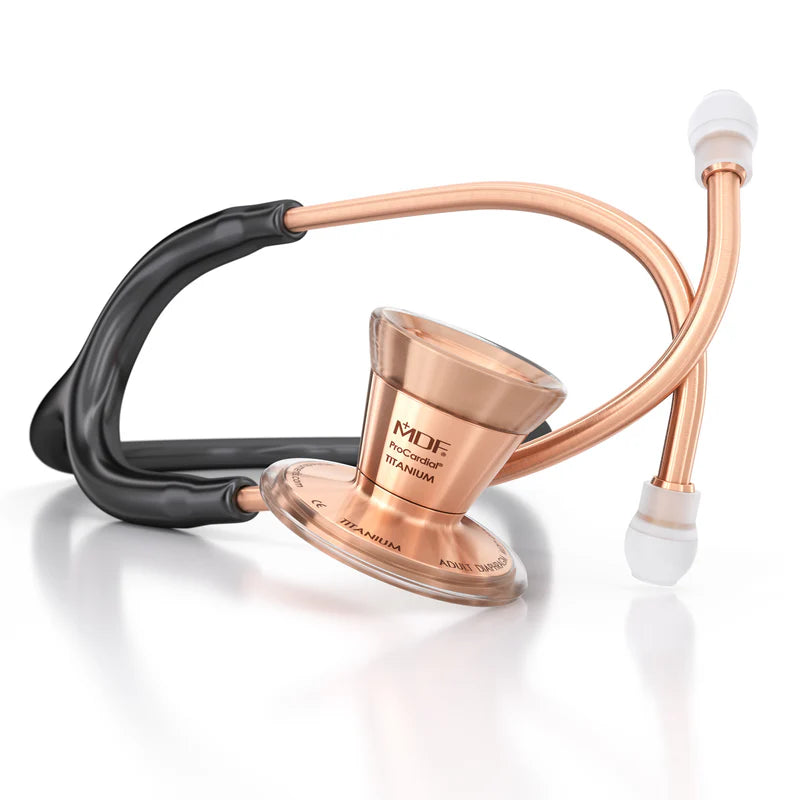 MDF® Estetoscopio de Titanio ProCardial® - Negro/Oro Rosa